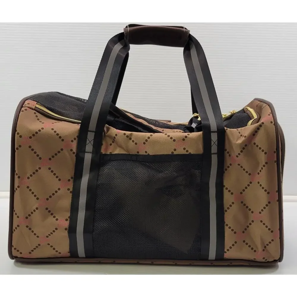 *Z) Betsey Johnson Pet Carrier Bag Chocolate TSA Compliant Up to 16lbs Dog Cat